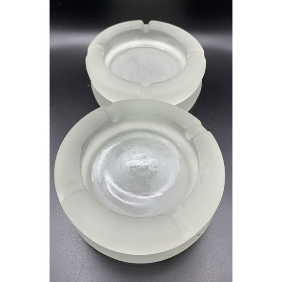 Vtg Set Of 4 Stackable Ashtray Frosted Satin 4 Rest 4.5" Diameter Trinket Read - Picture 5 of 6